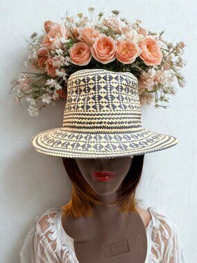 Blue Creme Straw Hat